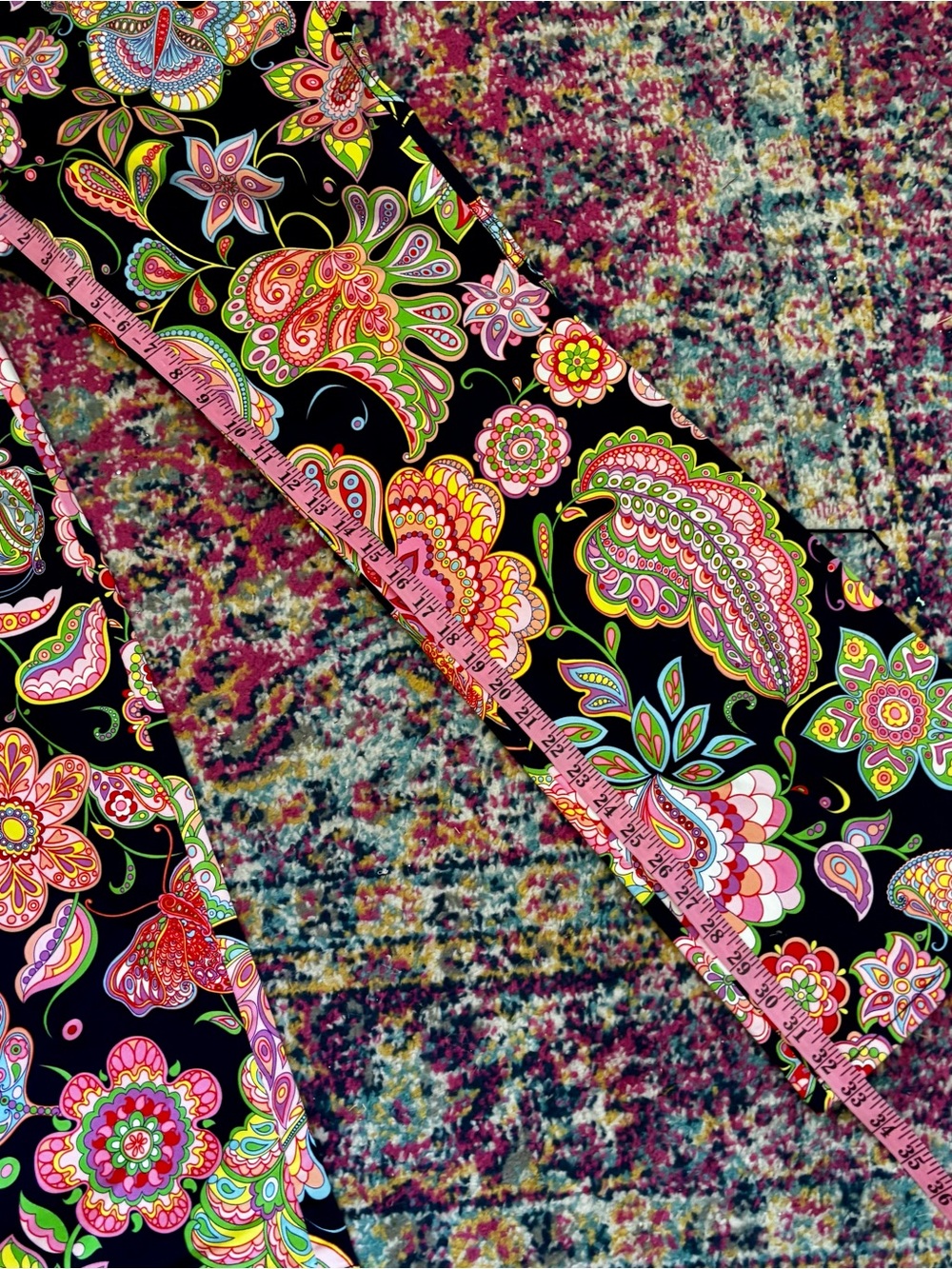 Escada Sport Kate Pants Womens 46 Us 16 Black Colorful Floral Paisley Flare Leg - Picture 13 of 15